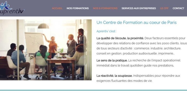 Référence Aprentiv’Conseil et Formation : Un Centre de Formation au cœur de Paris réalisée par Mada Creative Agency