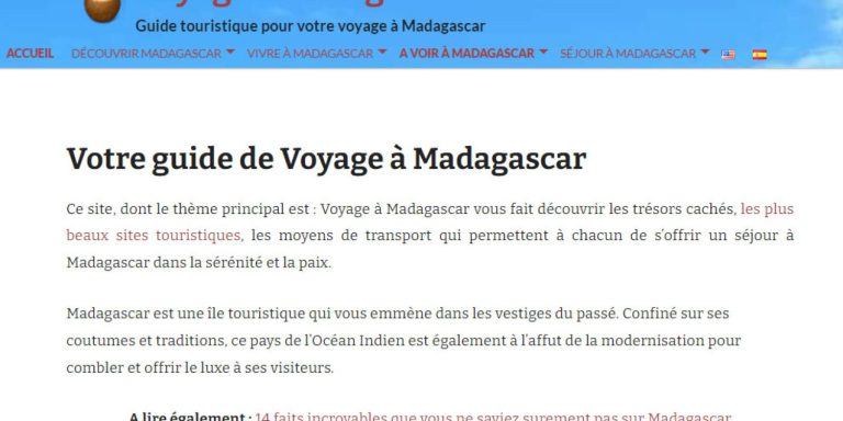Référence Guide de voyage à Madagascar réalisée par Mada Creative Agency