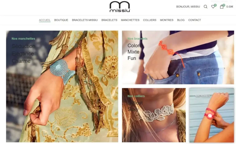 Référence Missiu – bracelets en tissu, coffrets, manchettes, montres et colliers aux multiples couleurs et motifs réalisée par Mada Creative Agency