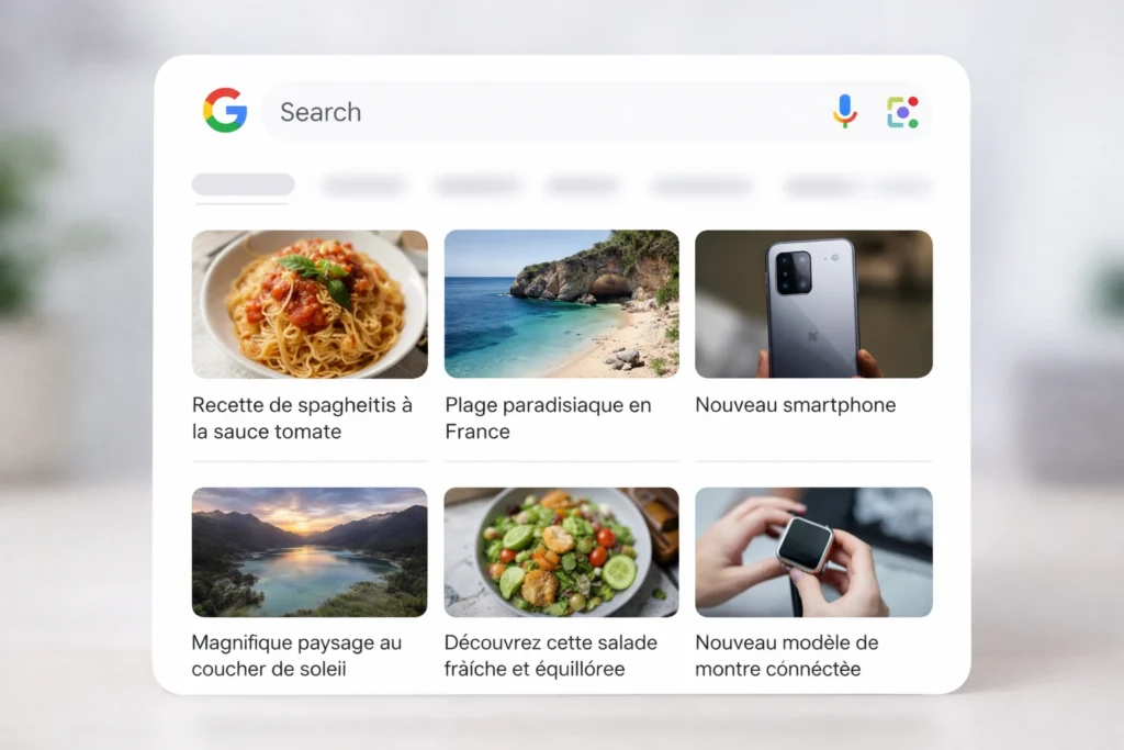 Miniatures Google Search et Google Discover