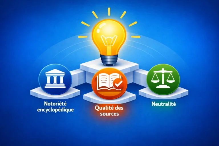 trois piliers pour créer page Wikipédia