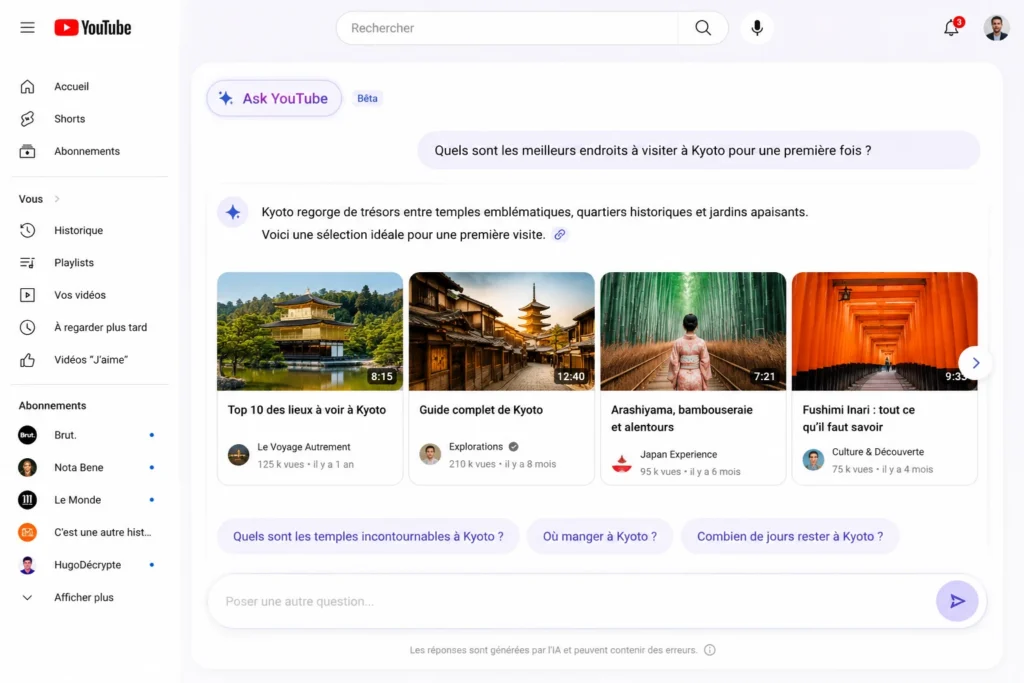 recherche conversationnelle ask youtube -aperçu