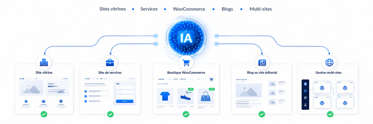 Sites concernés par l'automatisation WordPress par IA