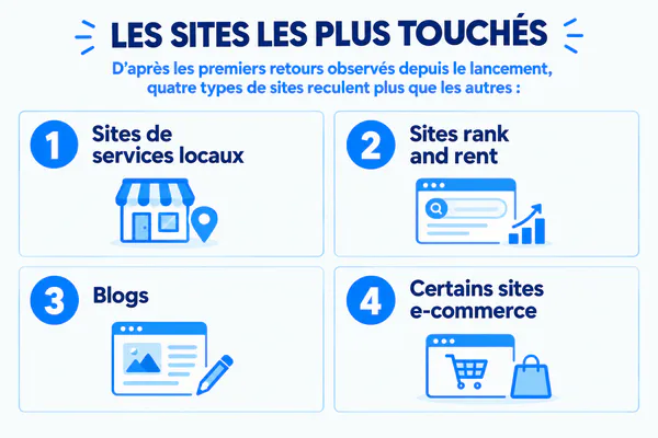 Quatre types de sites reculent plus que les autres